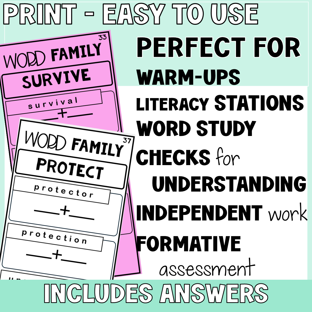 WORD FAMILY | MORPHOLOGY ACTIVITY | YEARS 4 - 6