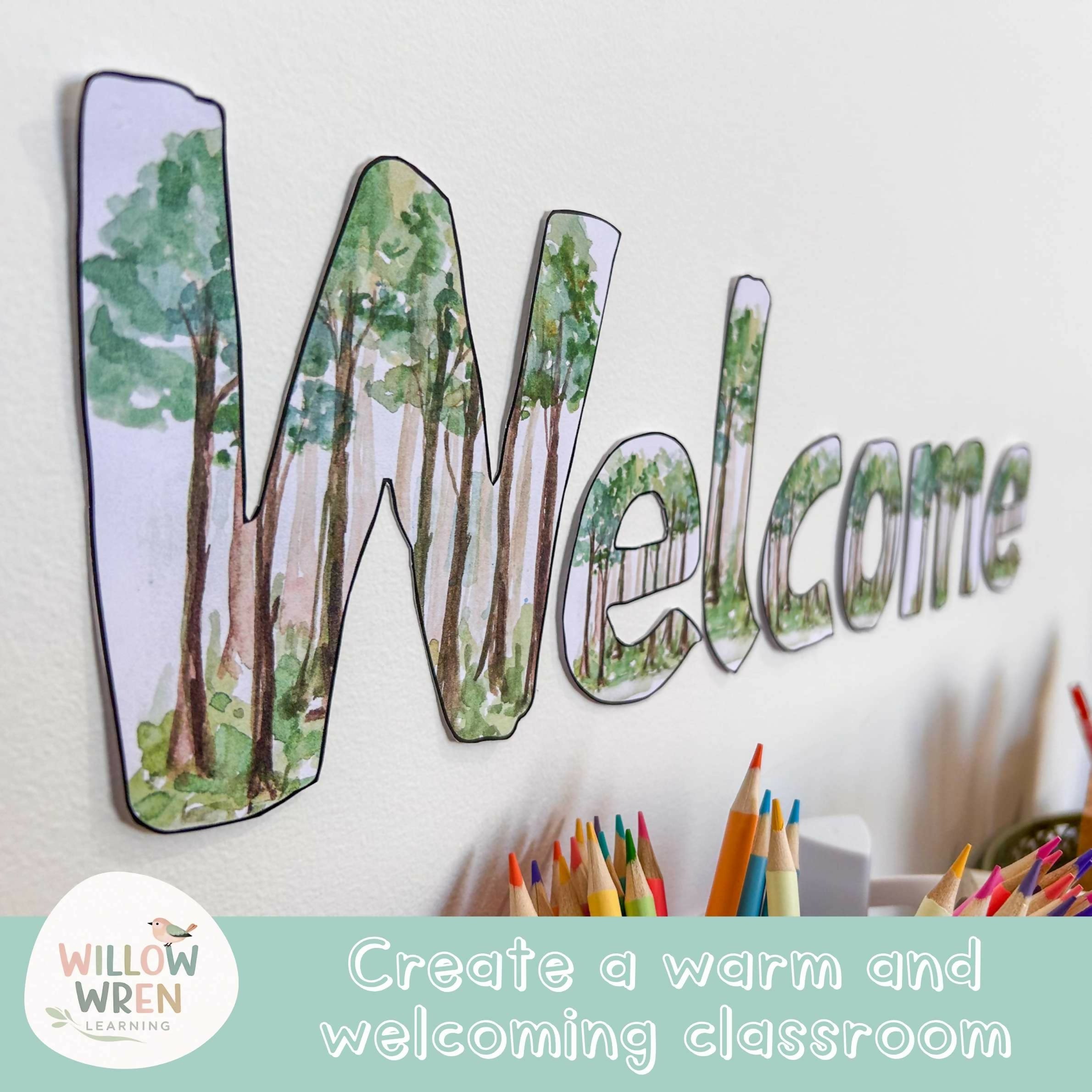 Forest Friends Bulletin Board Letters | Editable Lettering Pack Decor Woodlands