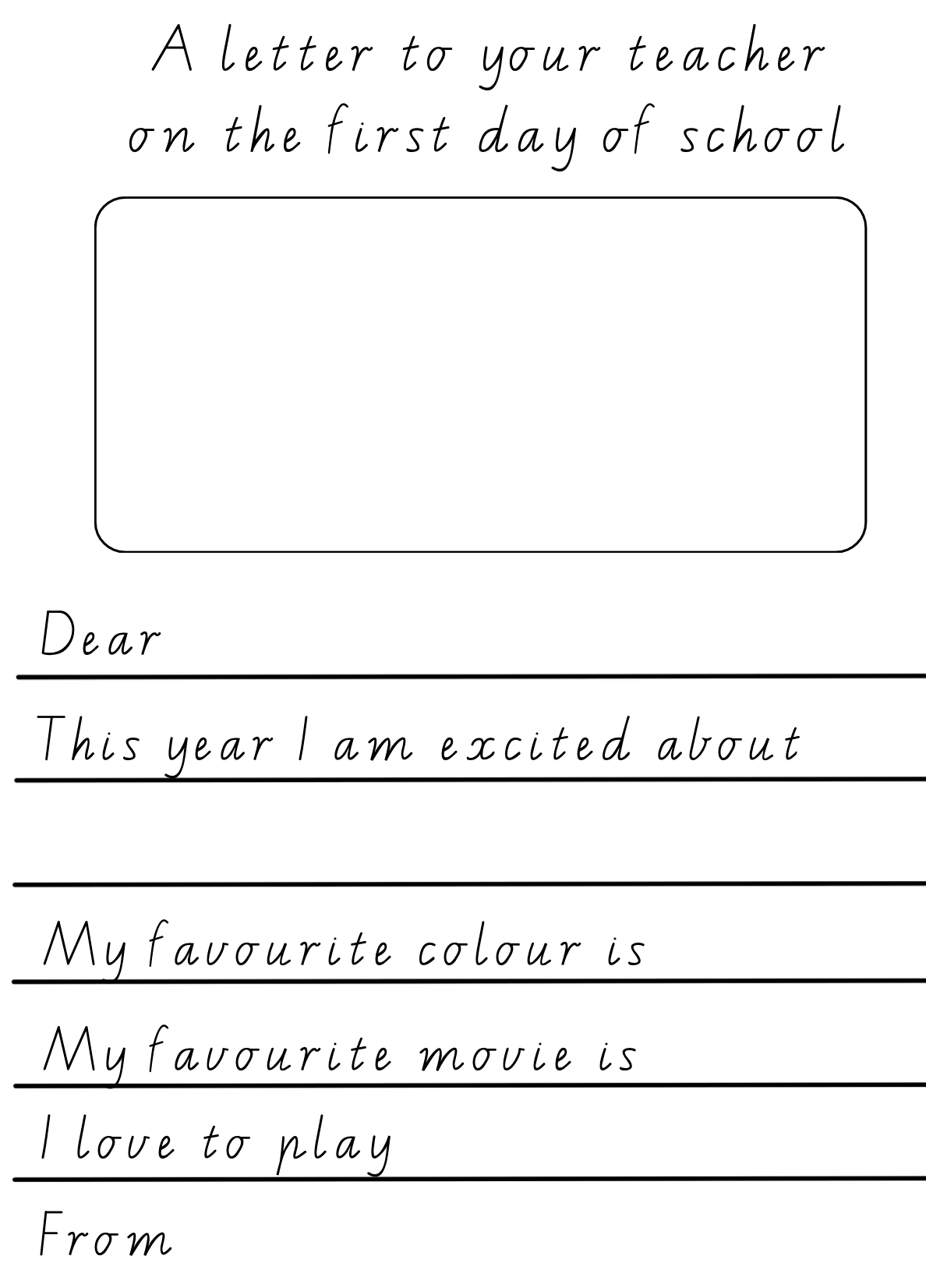 A letter to my teacher on the first day of school