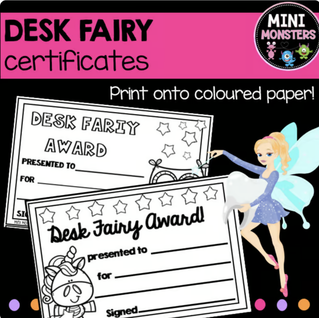 Desk Fairy Notes for Encouraging Positive Behaviour and Organised Desks