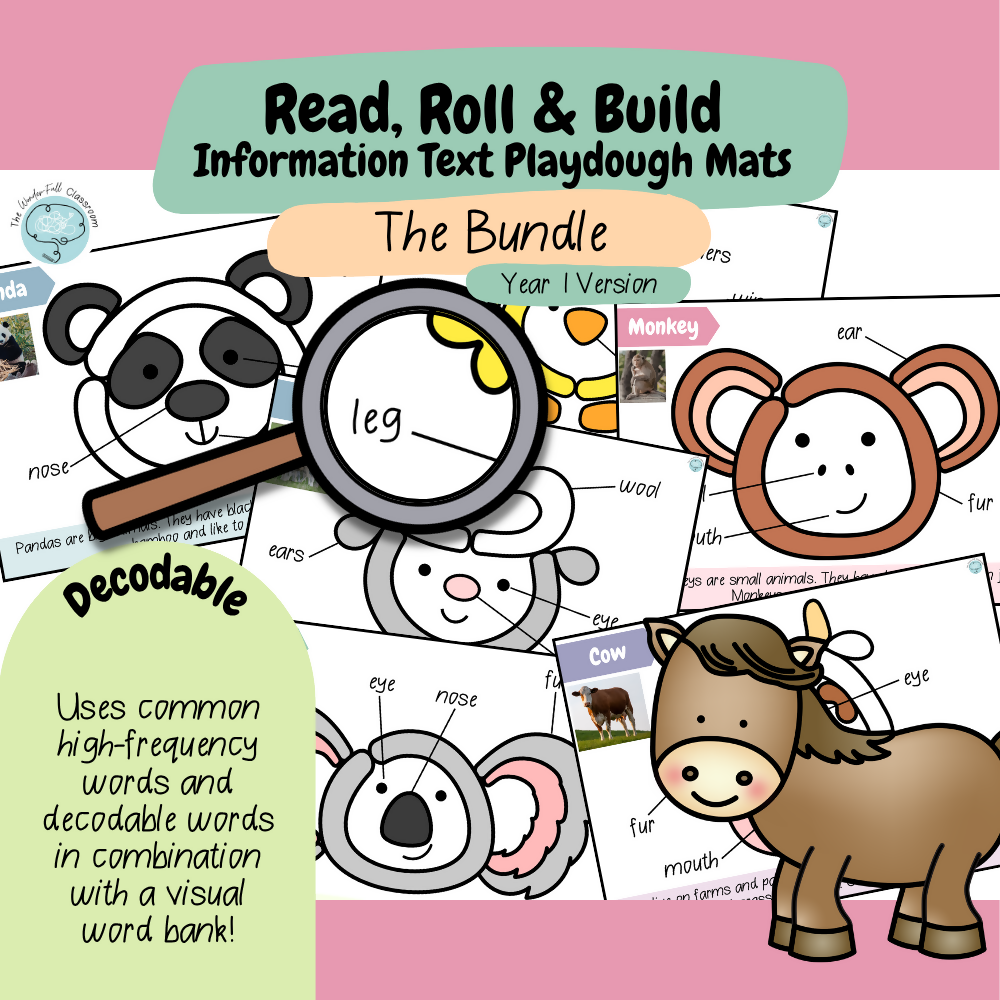 Information Playdough Mats BUNDLE | Year 1 | Farm & Zoo Animals