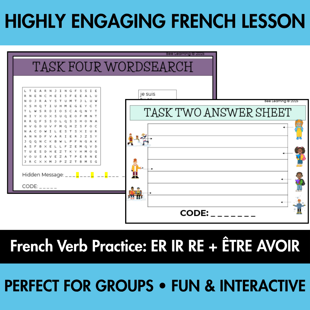 French Present Tense Escape Room Bundle | ER, IR, RE, Être & Avoir, Aller, Faire