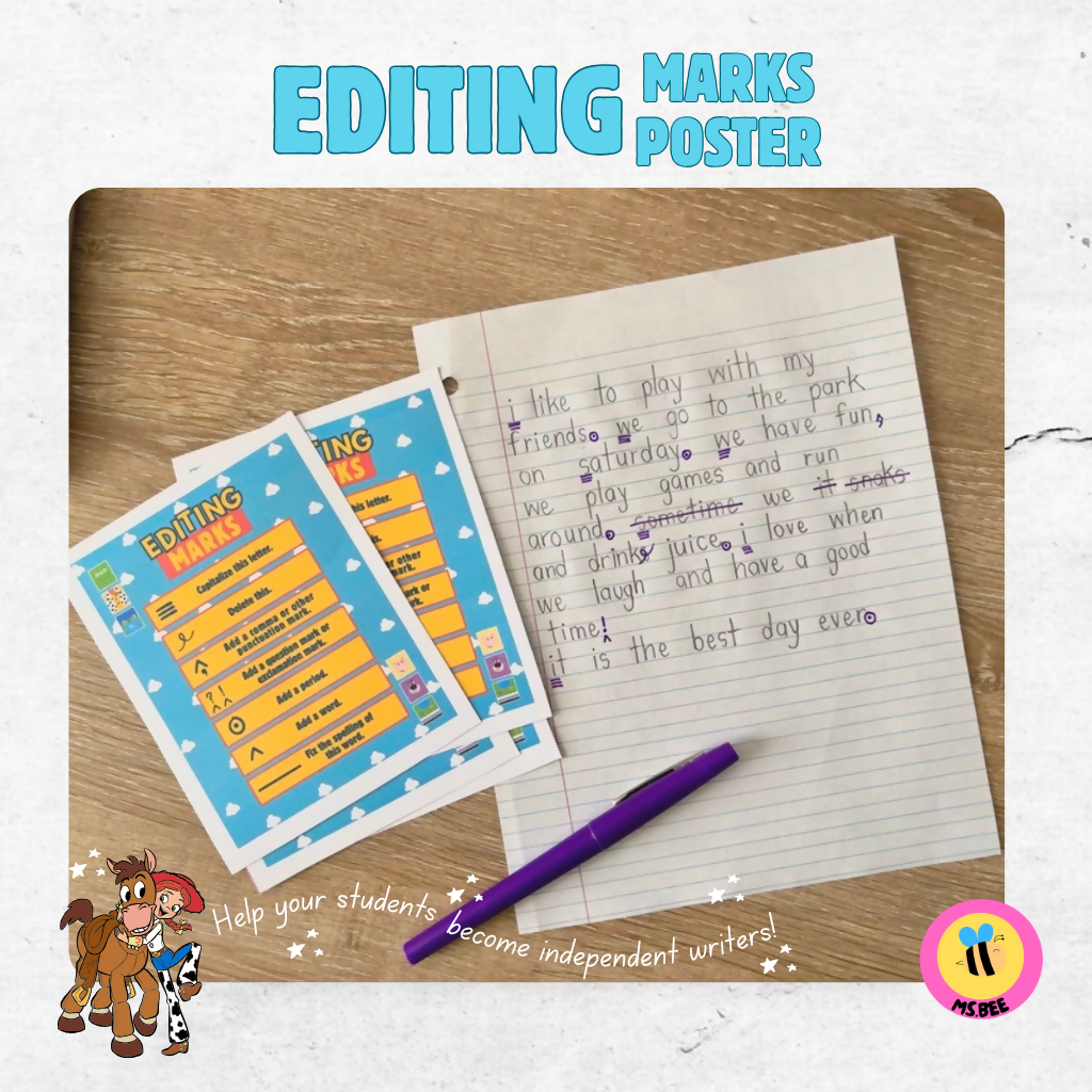 Writing & Editing Poster | Editing Marks Reference Cards