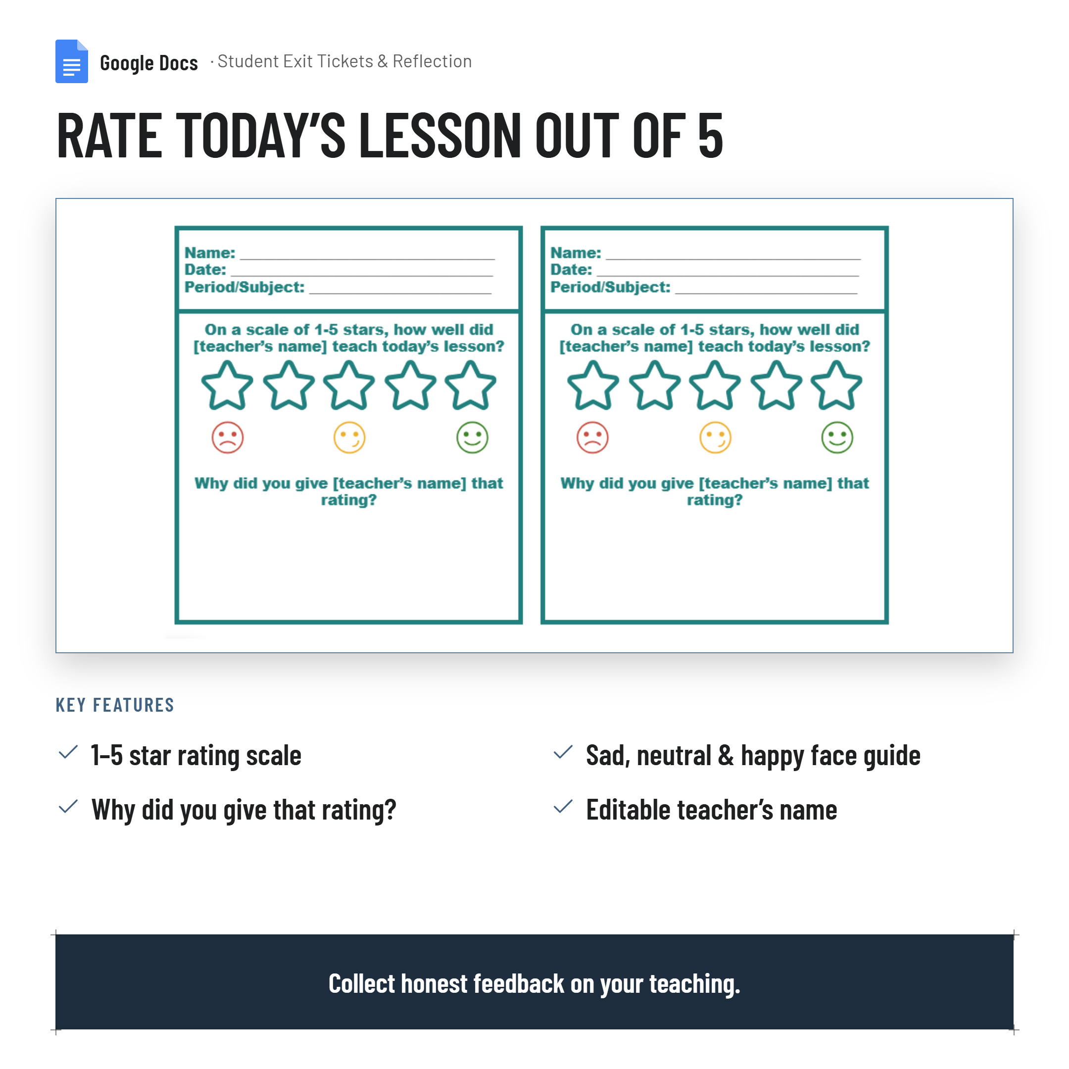 Student Exit Tickets & Reflection Passes | Formative Assessment Tools| Google Docs