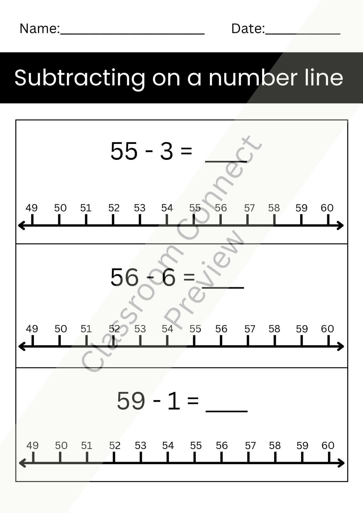 Number Line Addition and Subtraction BUNDLE | Printable Worksheets