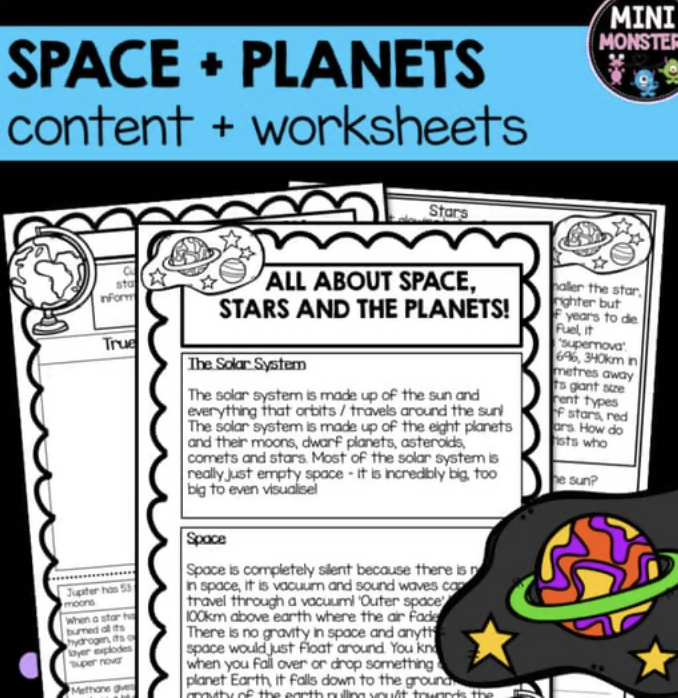 Solar System Worksheets Packet | Year 5 Science | Space Unit