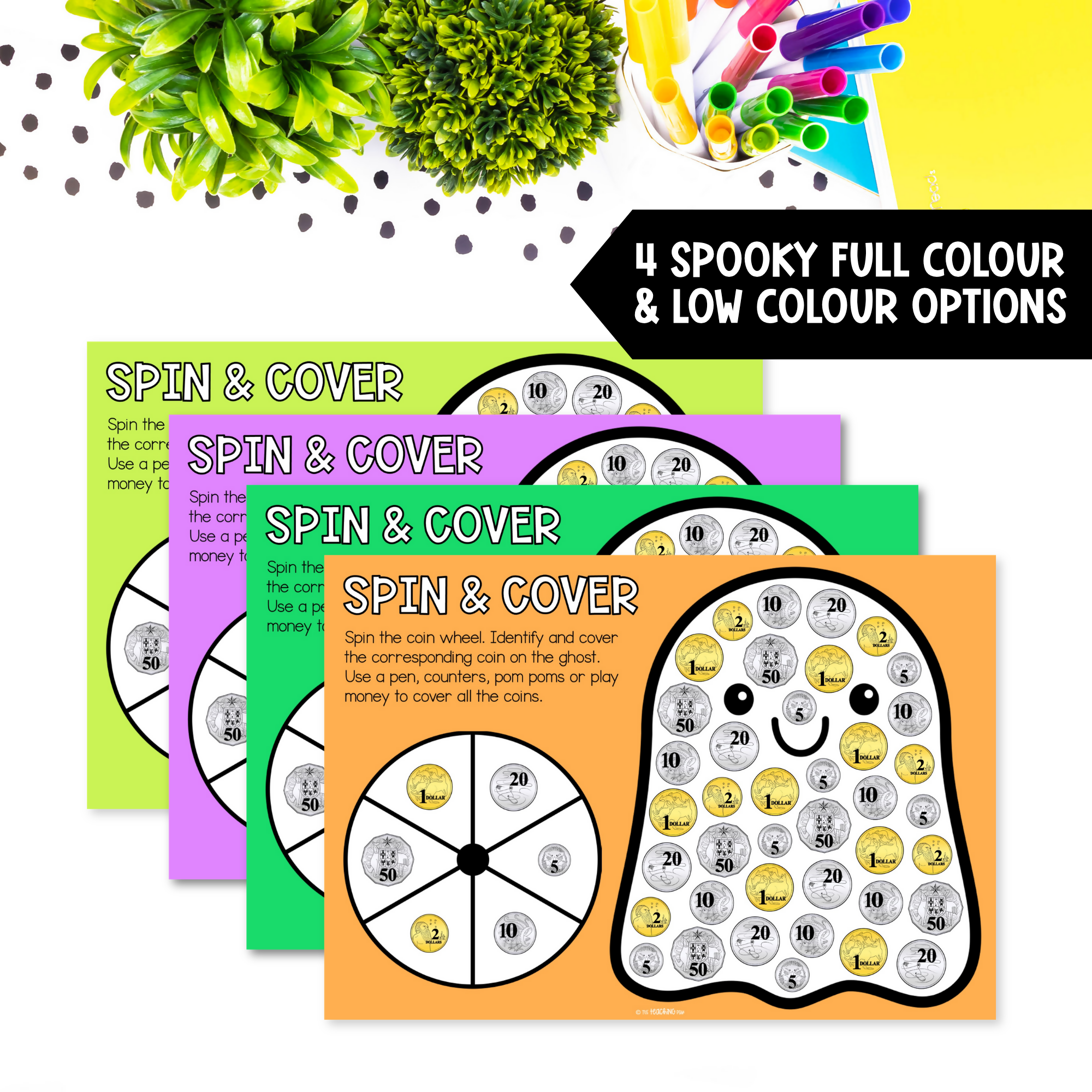 Halloween Maths | Spin & Cover Australian Coins | Money Mats