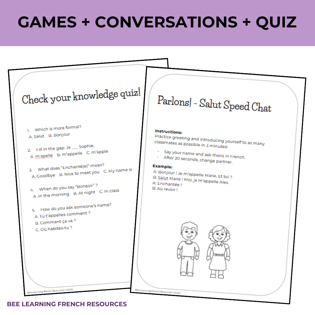 French Greetings & Introductions | Speaking, Reading & Writing Activities