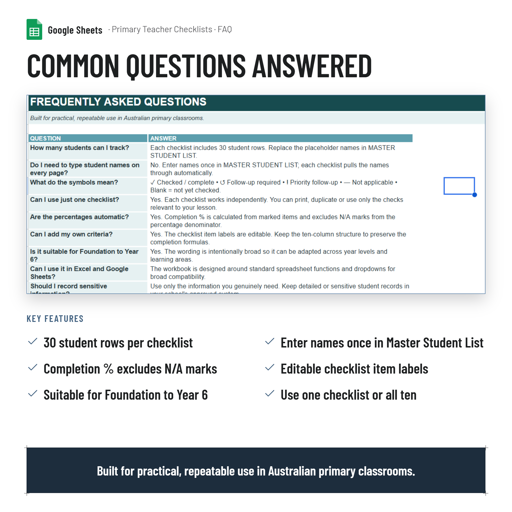 Primary School Teachers Checklist Bundle| Google Sheets| Printable