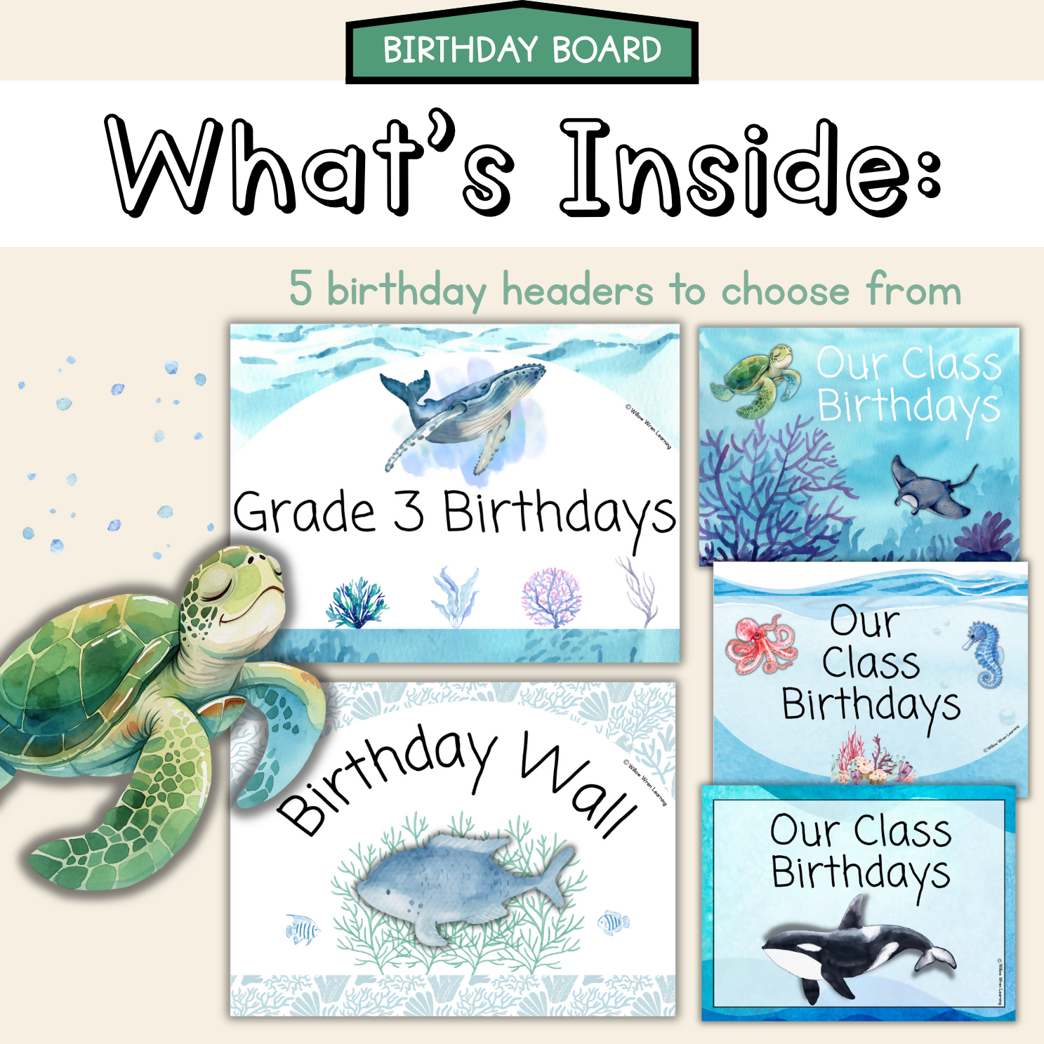 Ocean Blue Back to School Bundle I Sea Creatures Pack Decor