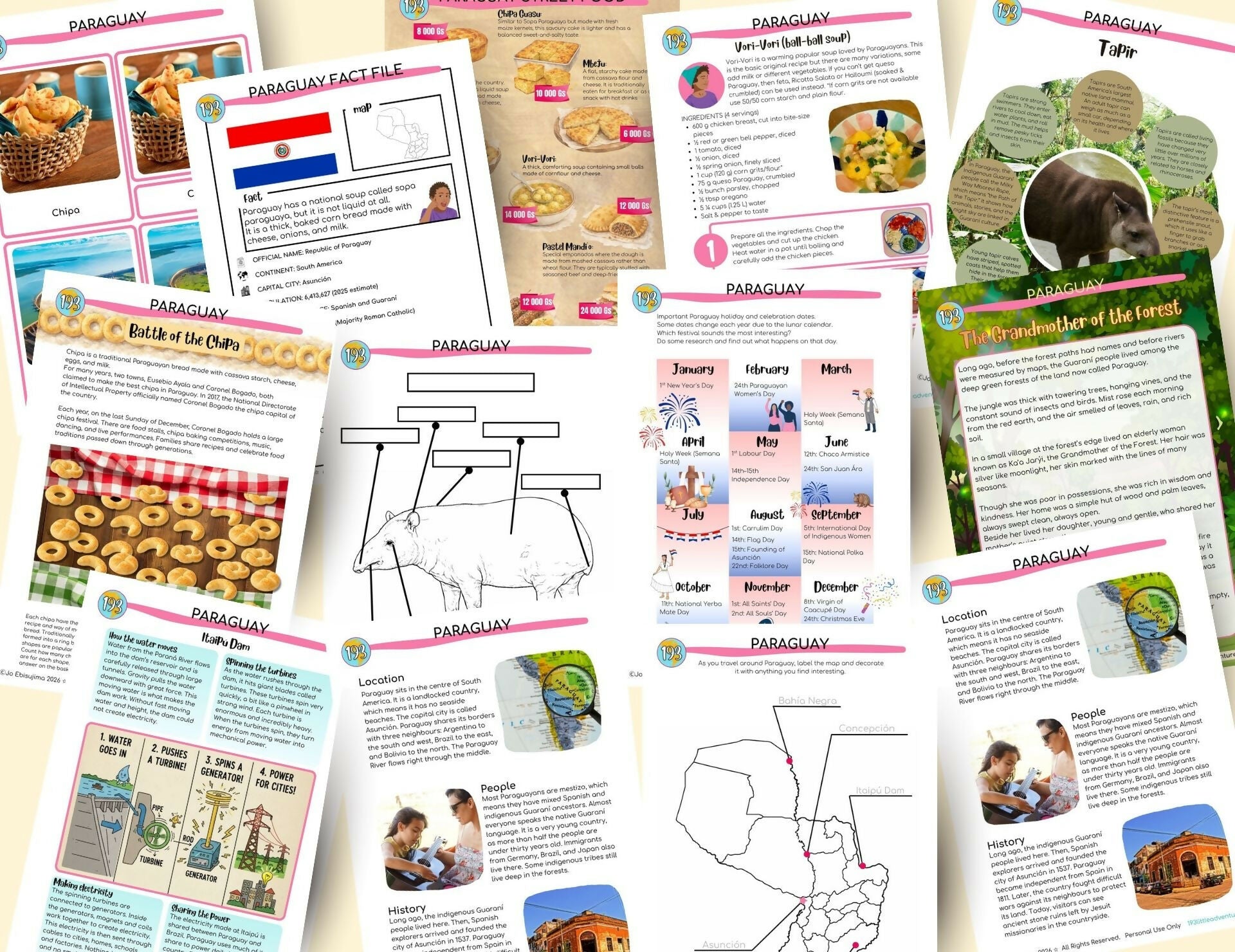 Paraguay Unit Study: Montessori Geography & Culture Activity Pack