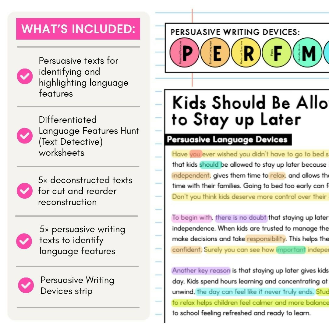 Opinion Writing Language Features and Structure I Identifying Persuasive Devices