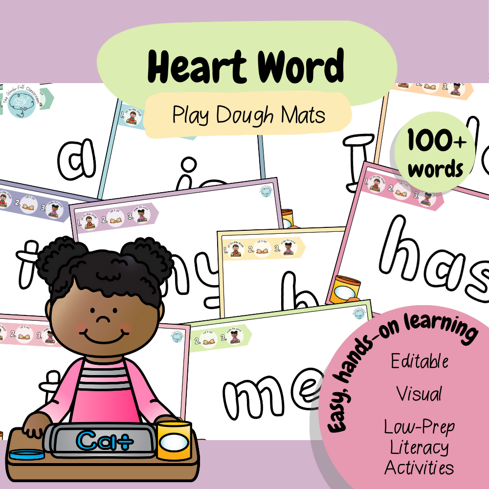 Heart Word Play Dough Mats | Hands On High Frequency Word Work