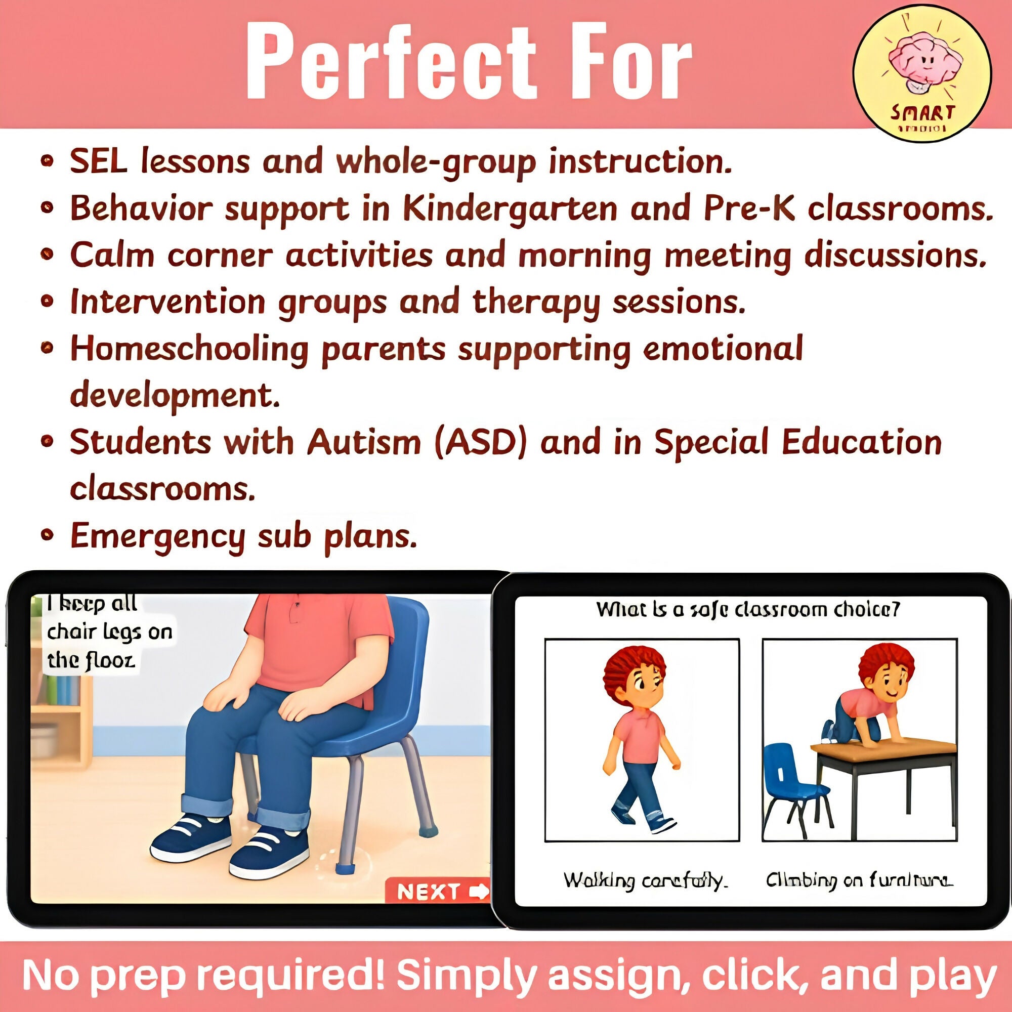 Liam Learns Classroom Safety Social Story | Boom cards for PreK & Autism