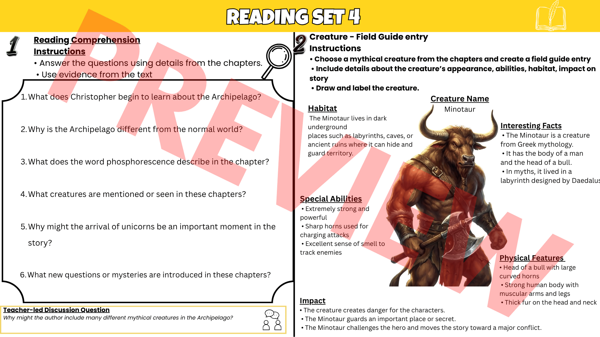 Impossible Creatures Novel Study | Reading Comprehension Activities & Worksheets | Grades 3–6