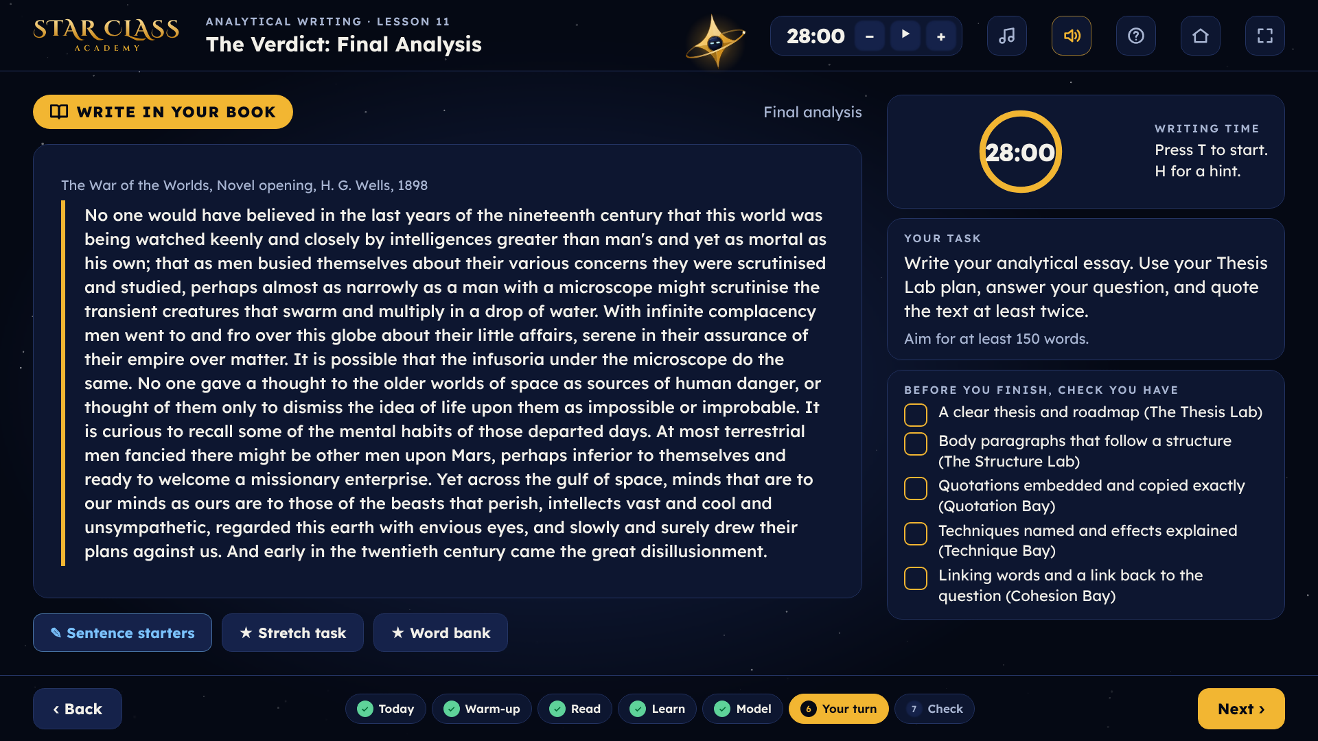 Wings: Analytical Writing, Teacher-Led Edition (Years 7 to 9)