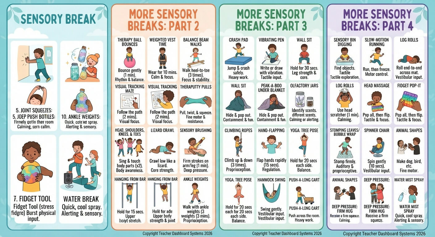 Sensory Break Cards- Perfect for Lanyard