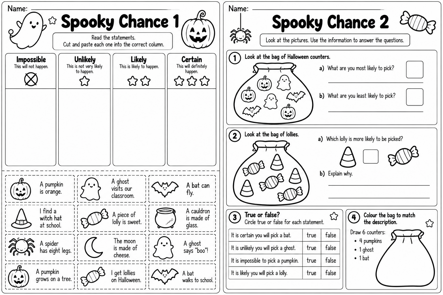 🎃 Halloween Maths Activities| K–2