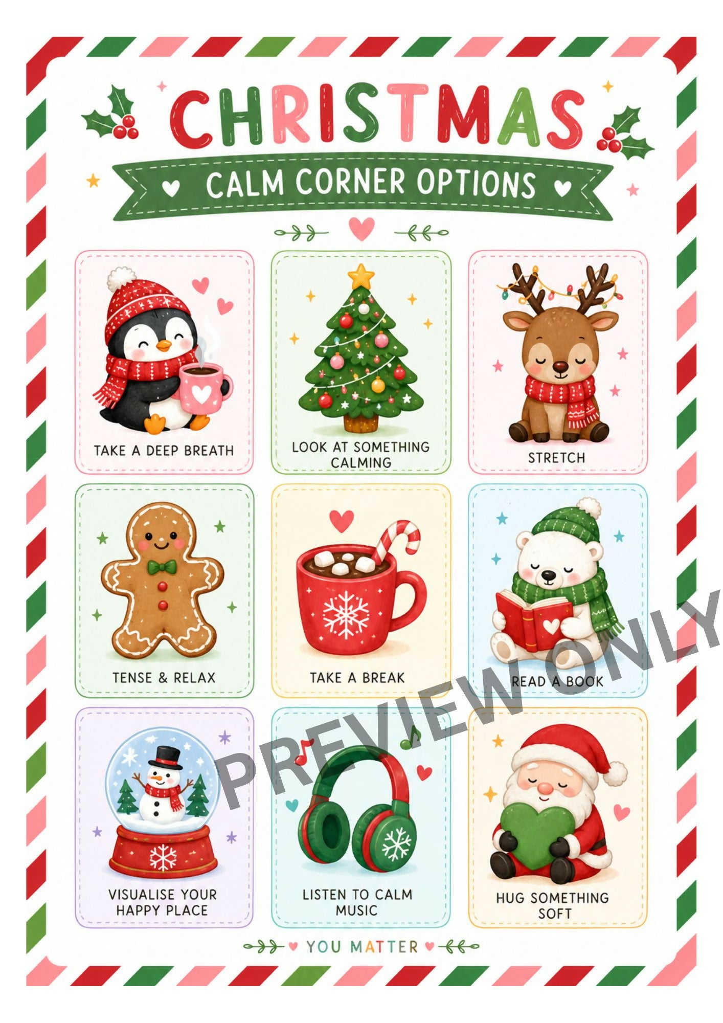 OT Designed - Christmas Calm Corner Chart - Printable