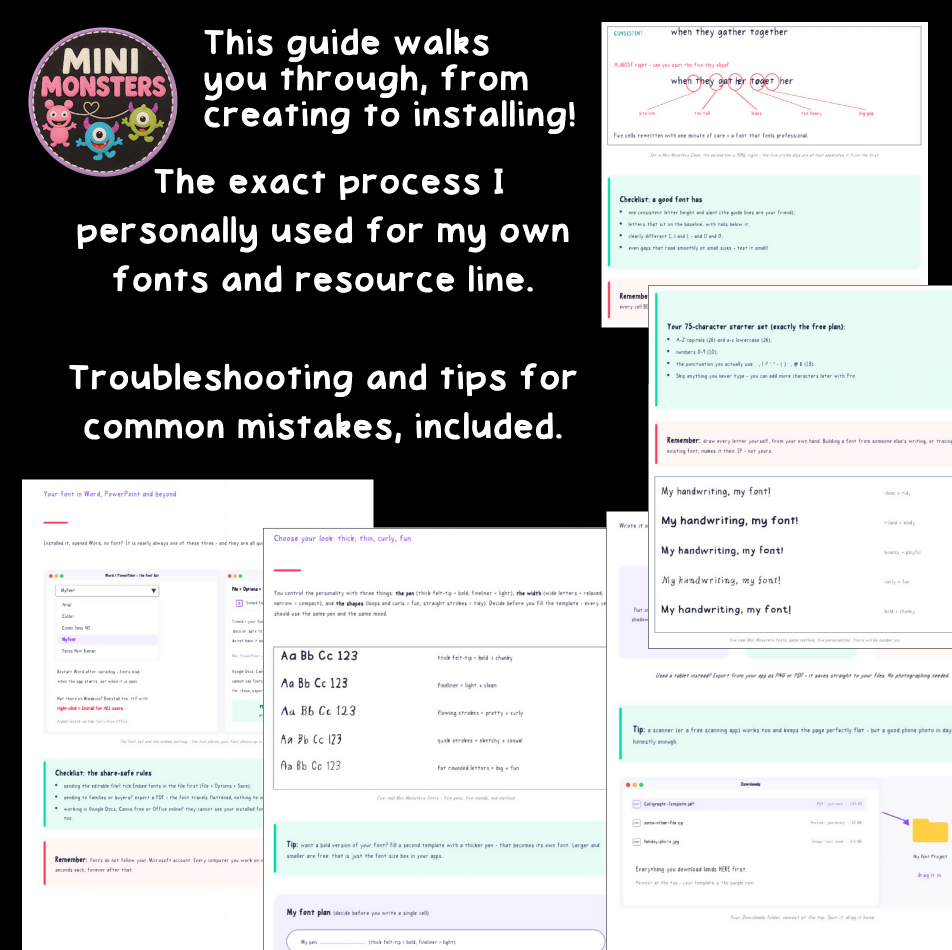 Make Your Own Fonts: Turn Your Handwriting into a Real, Installable Font | Step-by-Step GuideTurn your own handwriting into a real, installable font: the exact method behind every Mini Monsters font you have ever seen. Honestly? I mostly use the same fon