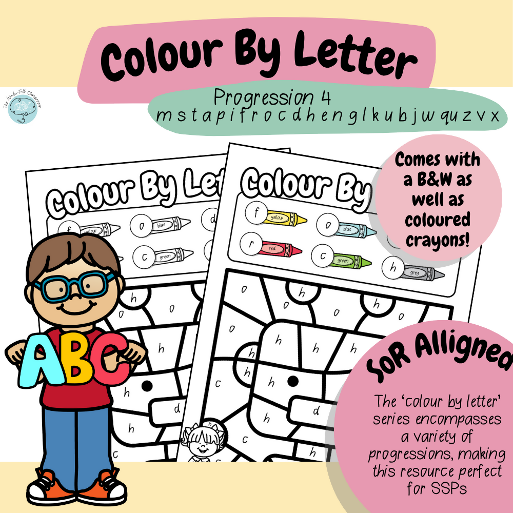 Colour by Letter - mstapifrocdhenglkubjwquzvx | Letter Recognition | Print & Go