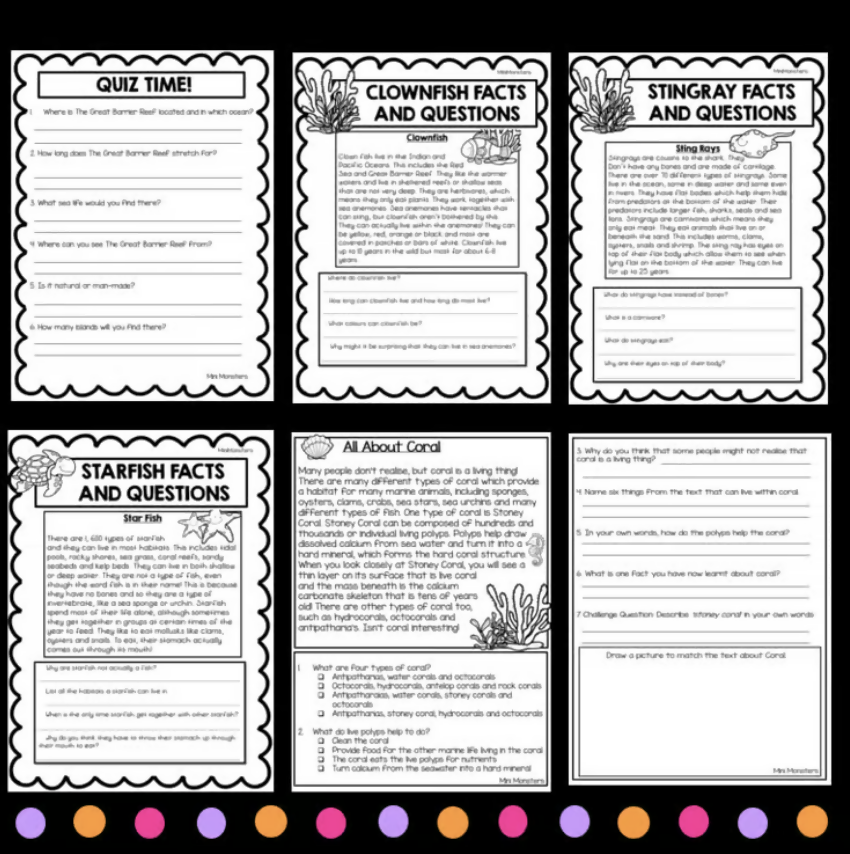 Great Barrier Reef Worksheets Years 2–4 HASS and Reading Groups Australian Curriculum Aligned