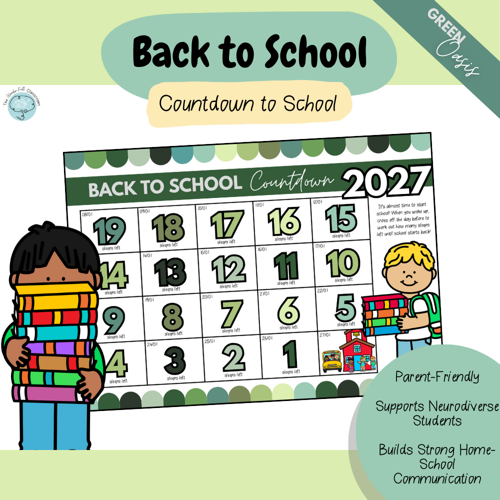 2027 UPDATE: Multiple Colour Themes | Australian Back to School Visual Countdown Calendar