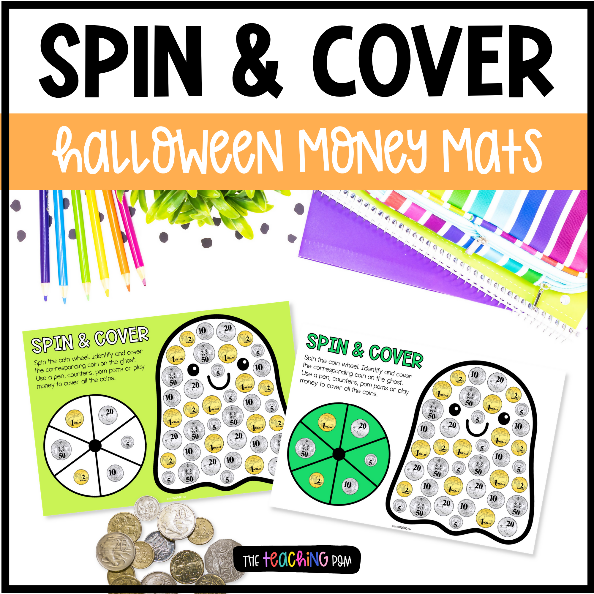 Halloween Maths | Spin & Cover Australian Coins | Money Mats