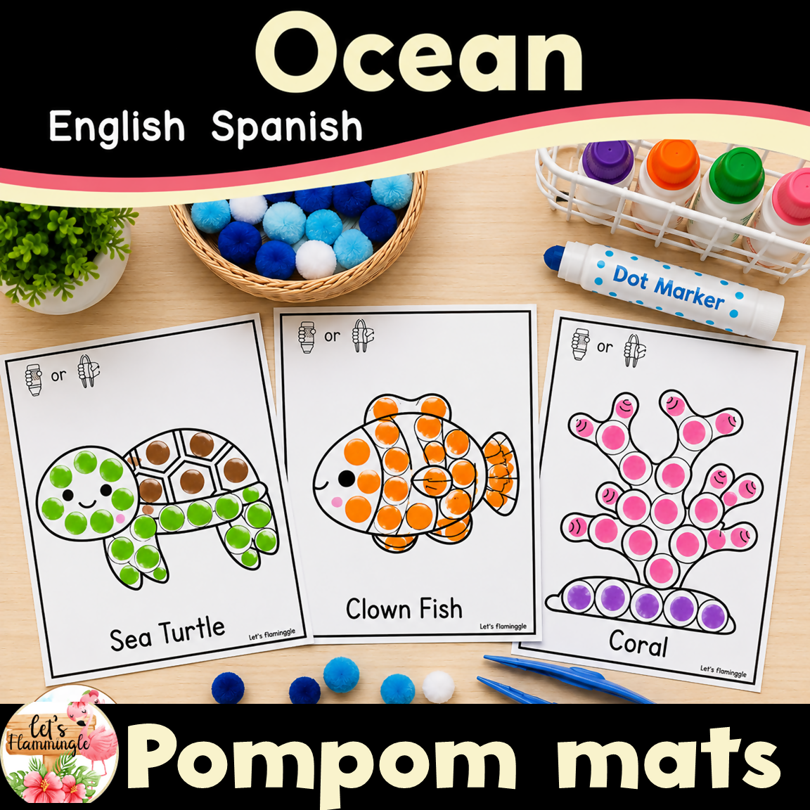 Dot Marker Printables Painting Ocean Animals Coloring Pages Craft Activities