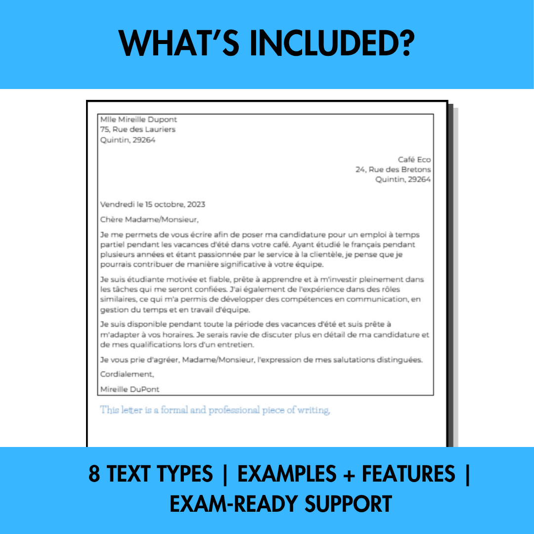 French Text Types Guide | Writing Examples & Features for Students