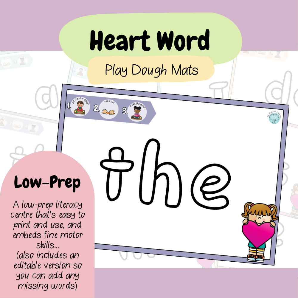 Heart Word Play Dough Mats | Hands On High Frequency Word Work