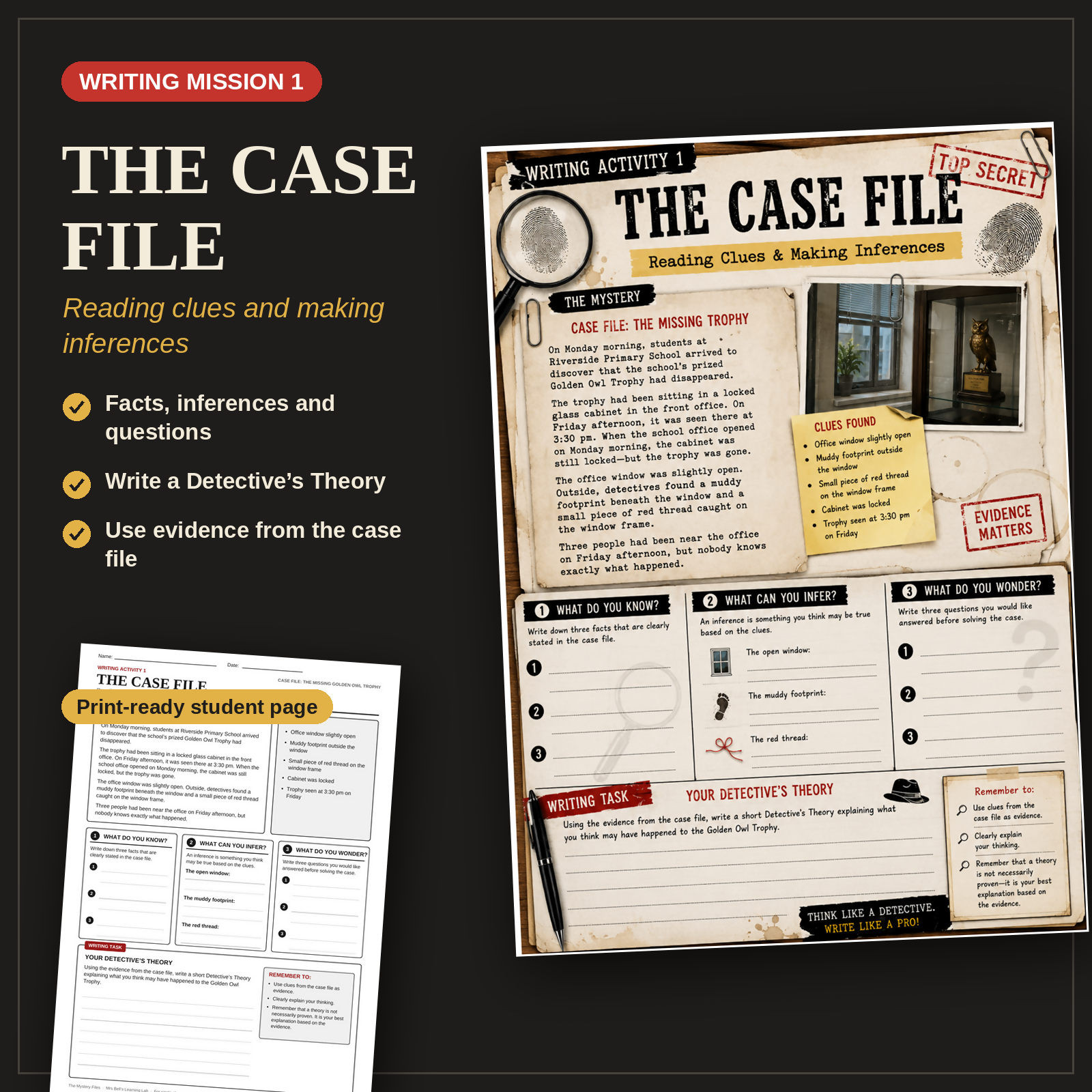 The Mystery Files | Detective Writing Activities | Years 3–6