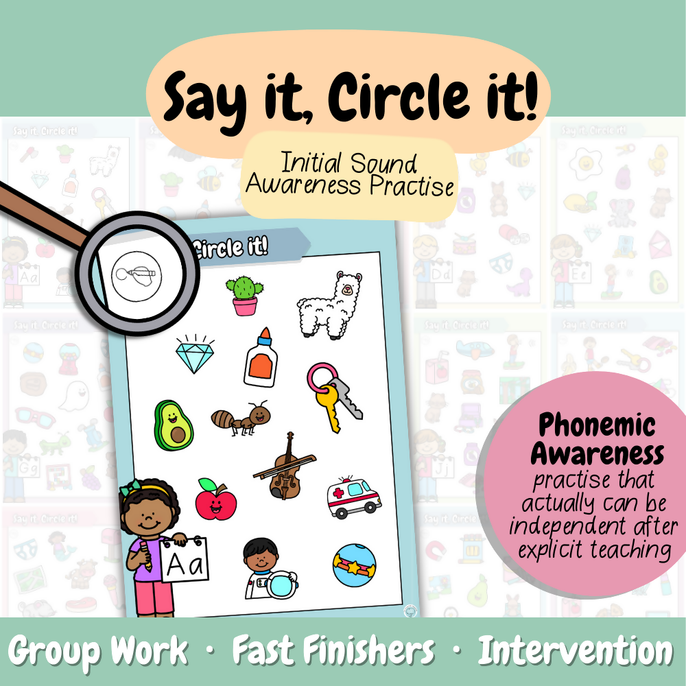 Say It, Circle It | Independent Phonemic Awareness Practise | Foundation