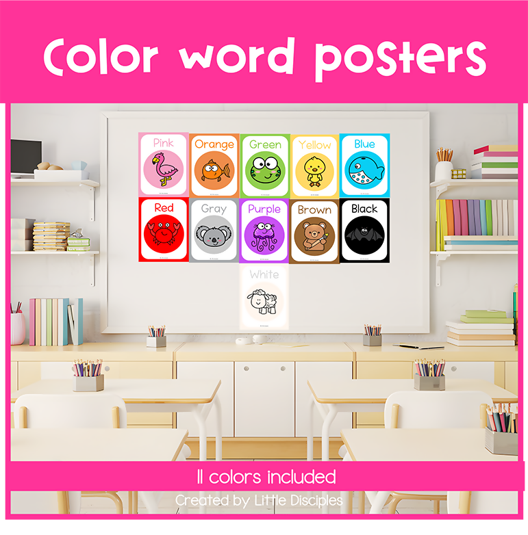 Color word posters with pictures | Color posters printable | Color name poster kindergarten |