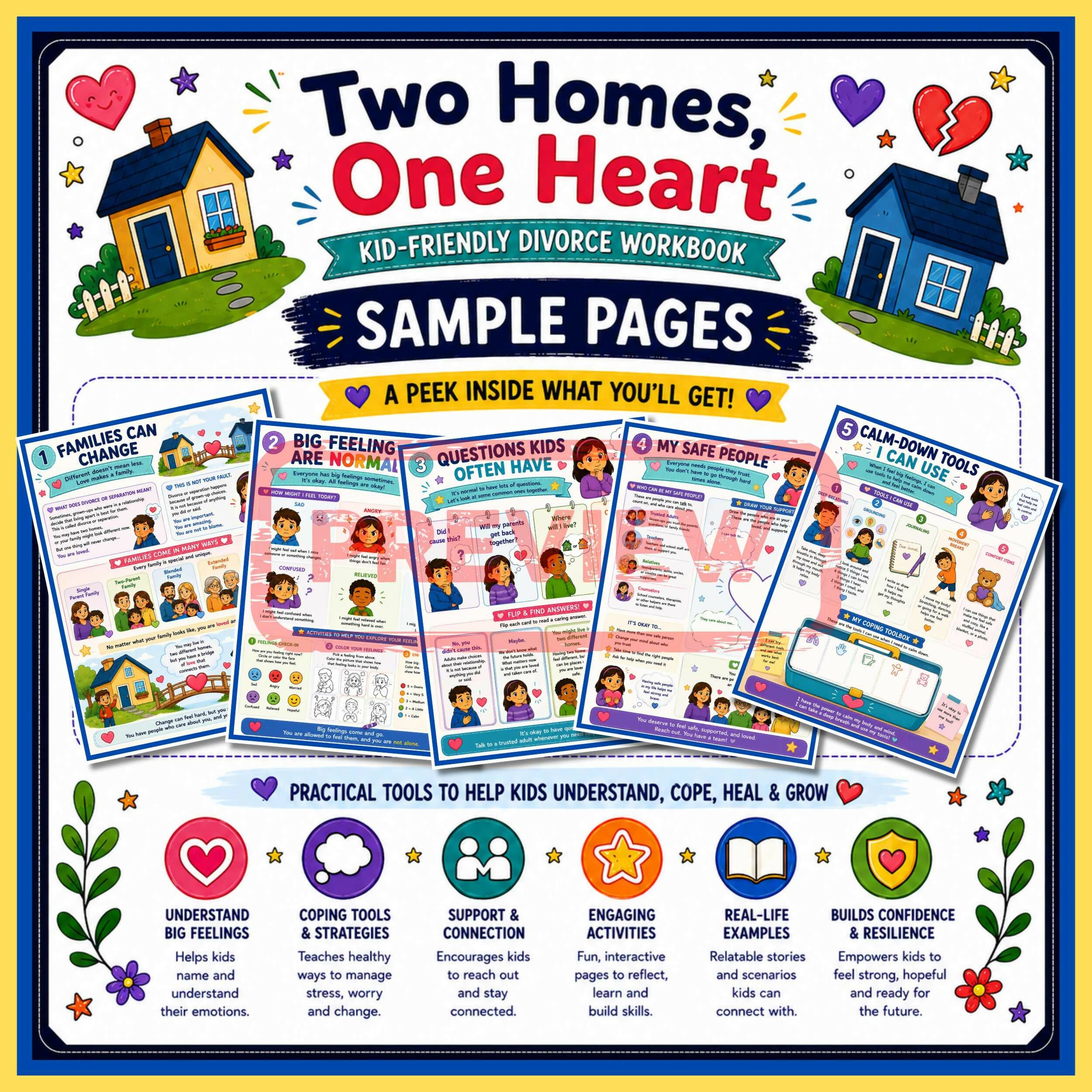 Divorce & Separation Workbook for Kids | Coping Skills, Feelings Activities SEL
