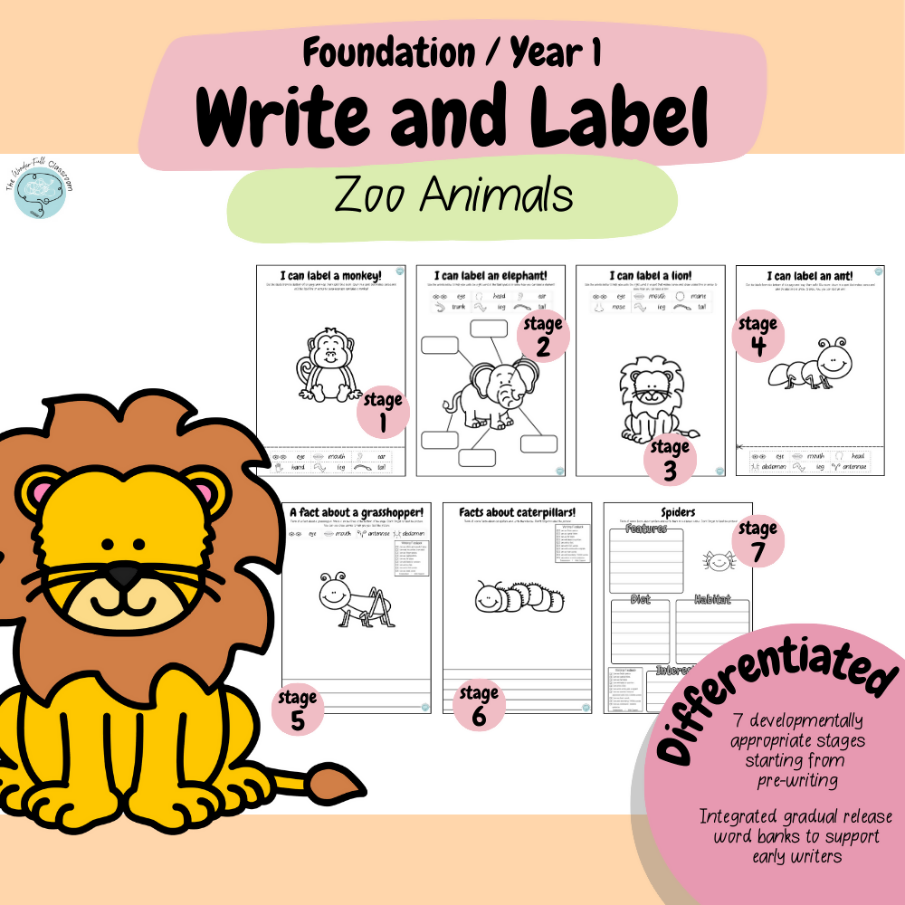 Foundation & Year 1 Differentiated Information Writing - Zoo Animals