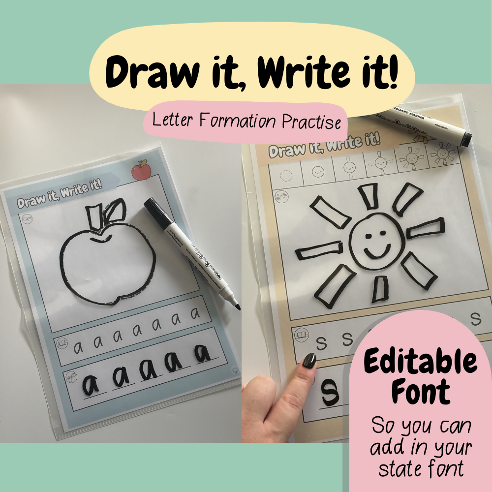 Draw It, Write It | Editable Pencil Control & Letter Formation Practise