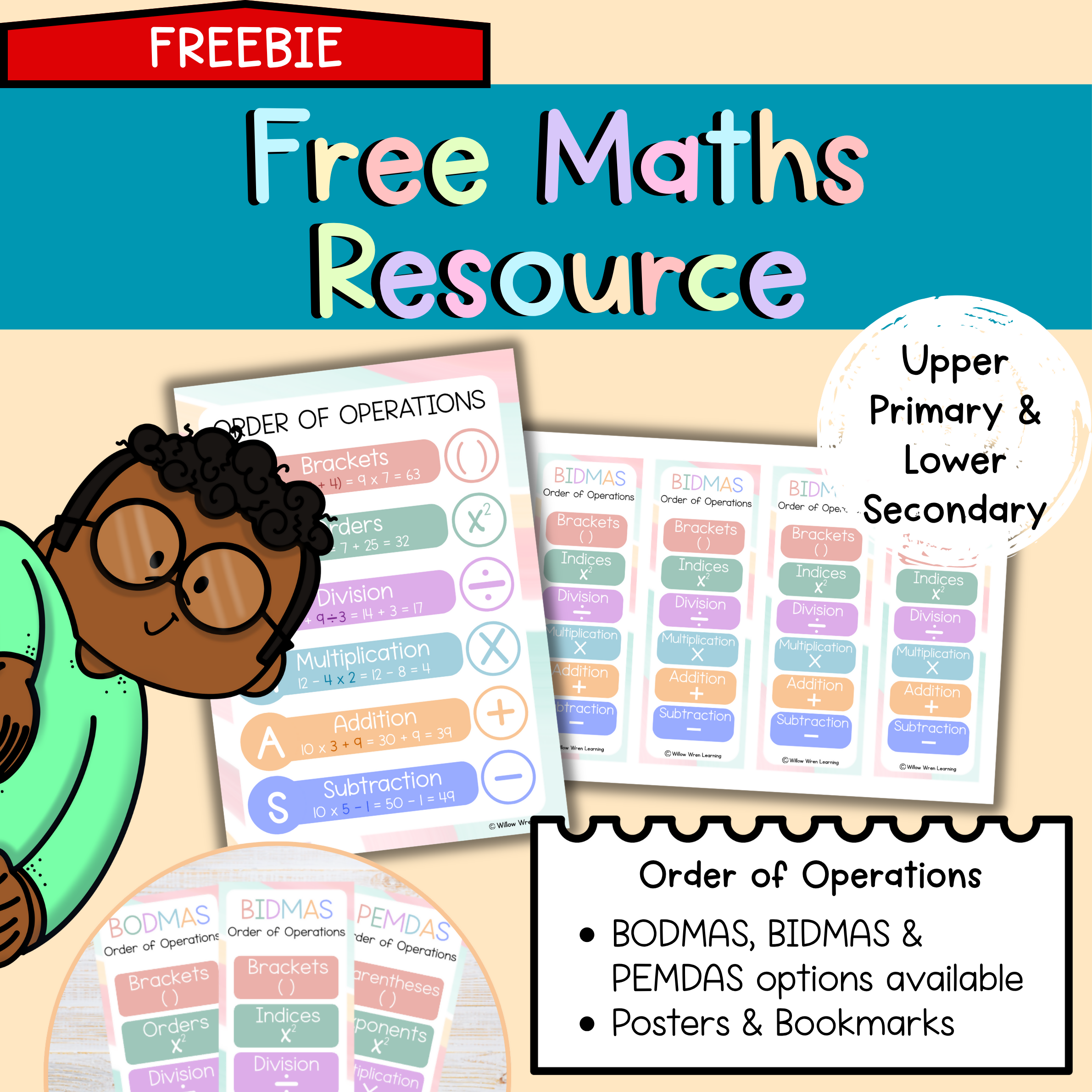 Maths Order of Operations Posters I Upper Years Primary I BODMAS BIDMAS PEMDAS