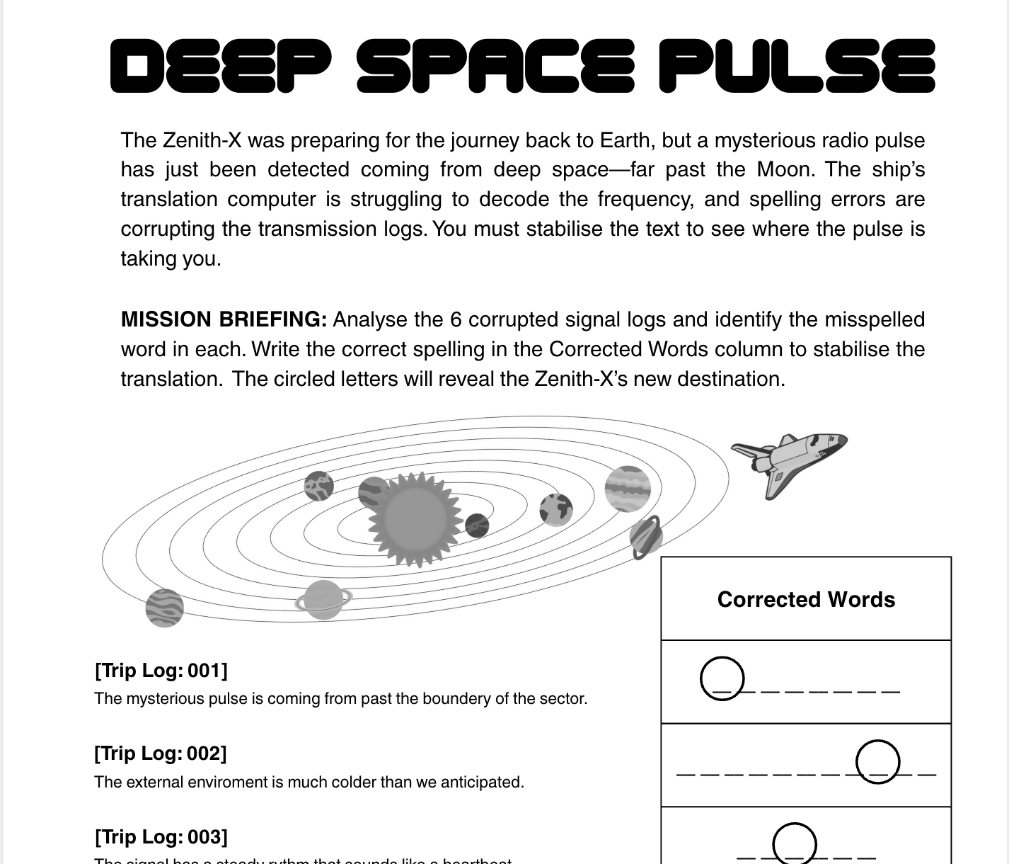 Mission to Space Grammar Puzzle Pack | English Activities | Years 5–6 | STEM Crossover