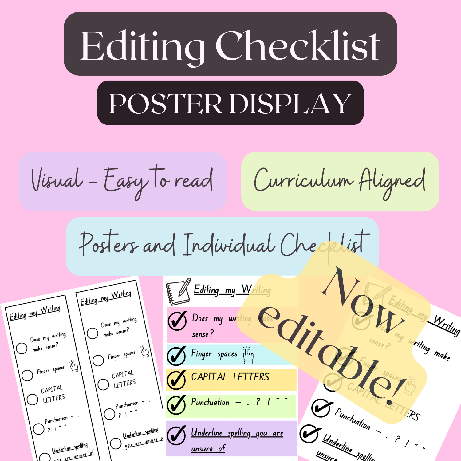Editing My Writing Checklist | EDITABLE
