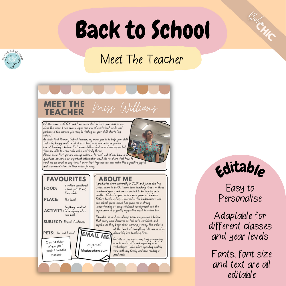 Multiple Colour Themes | Meet The Teacher - Editable Back to School Set