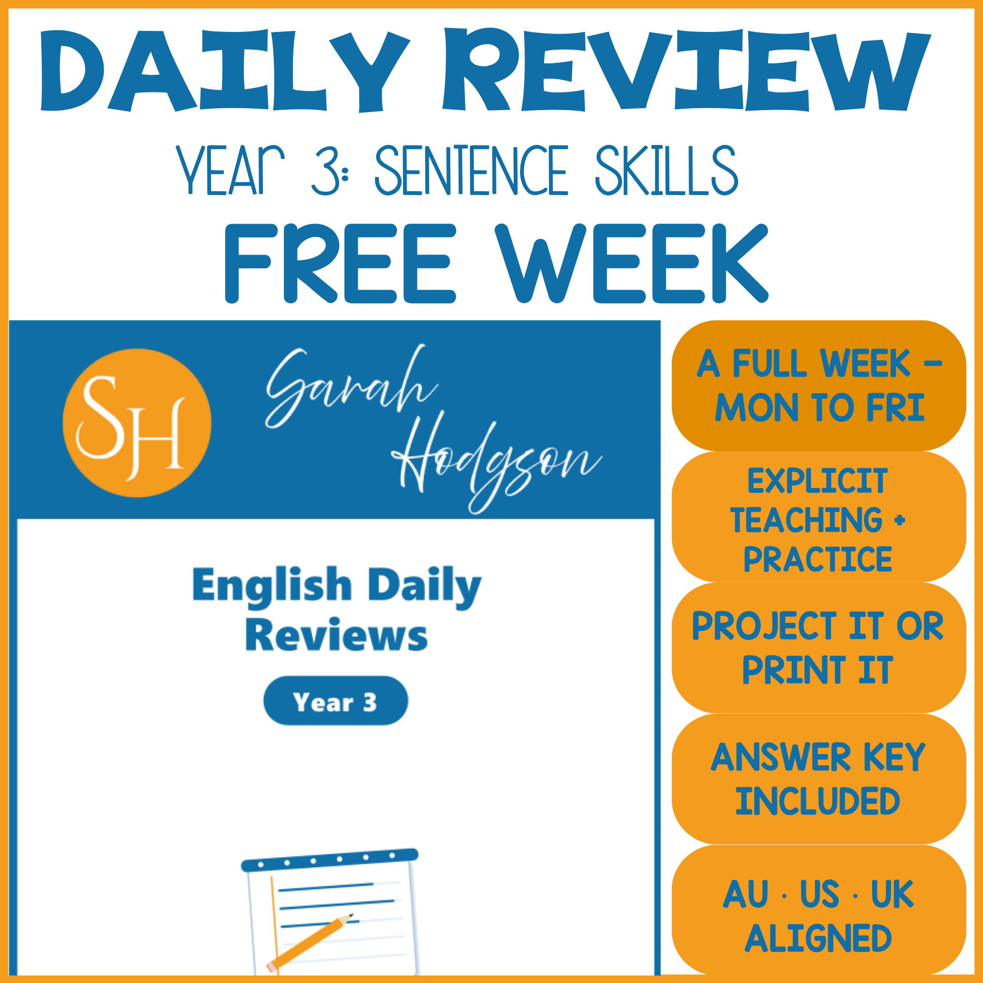 Year 3 English Daily Reviews | FREE Week | Set 1: Sentence Building Skills
