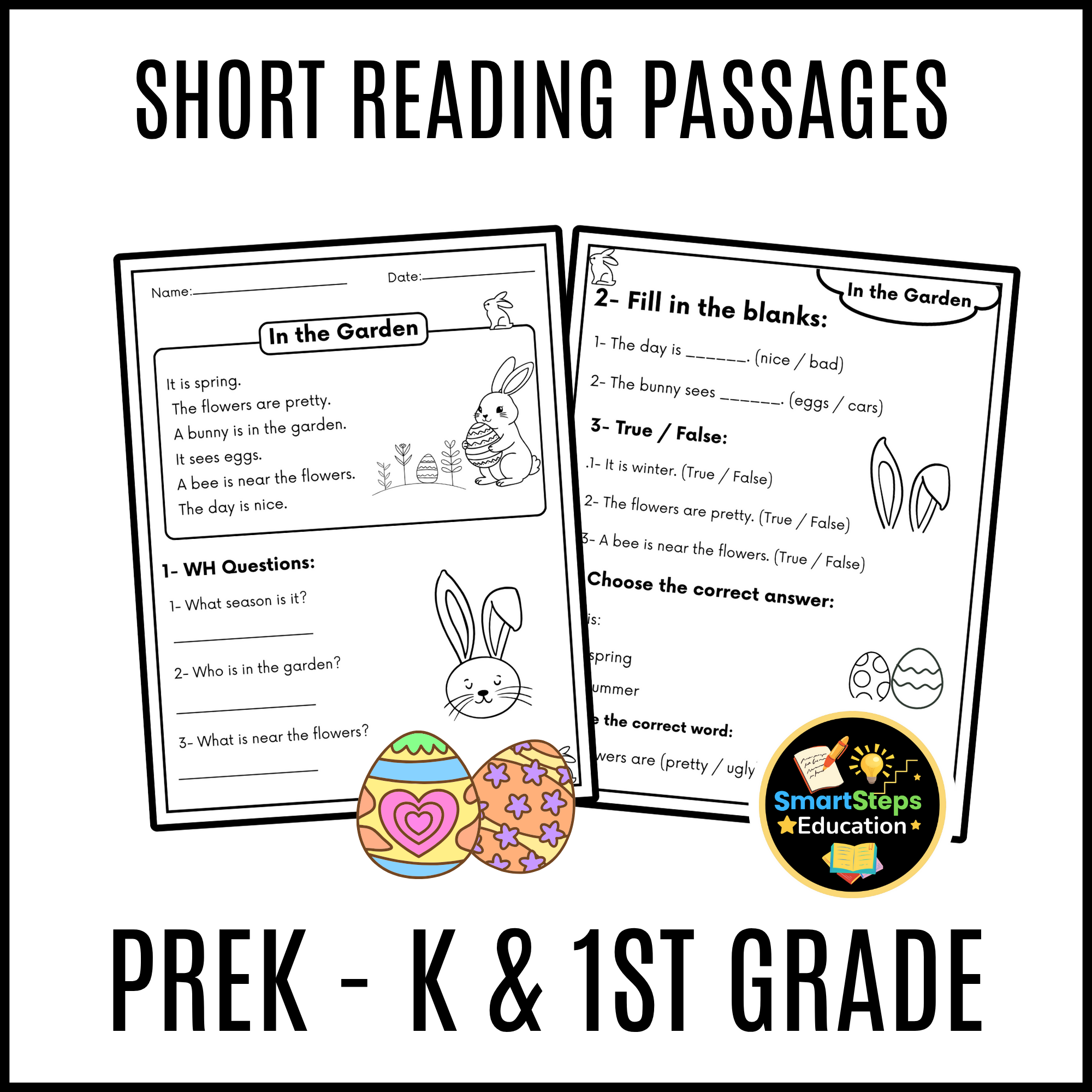 Easter Reading Comprehension Passages with Questions | Kindergarten & Year 1 Printable Literacy Worksheets