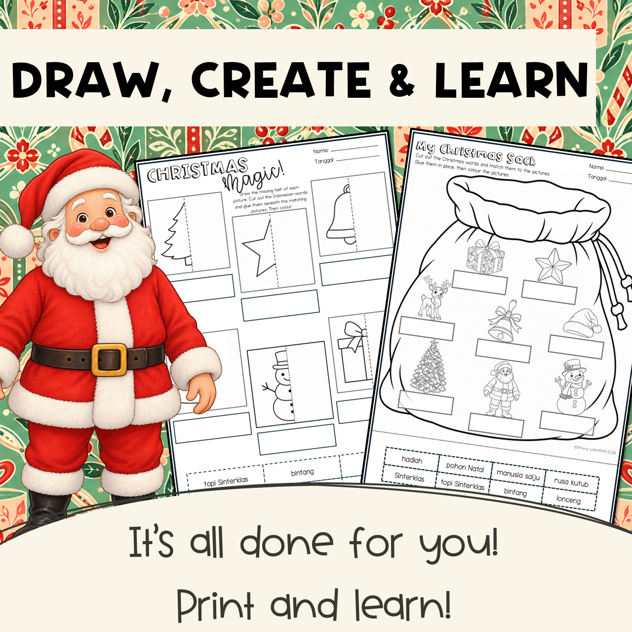 Indonesian Christmas Worksheets | Vocabulary, Word Search, Crossword & Colouring