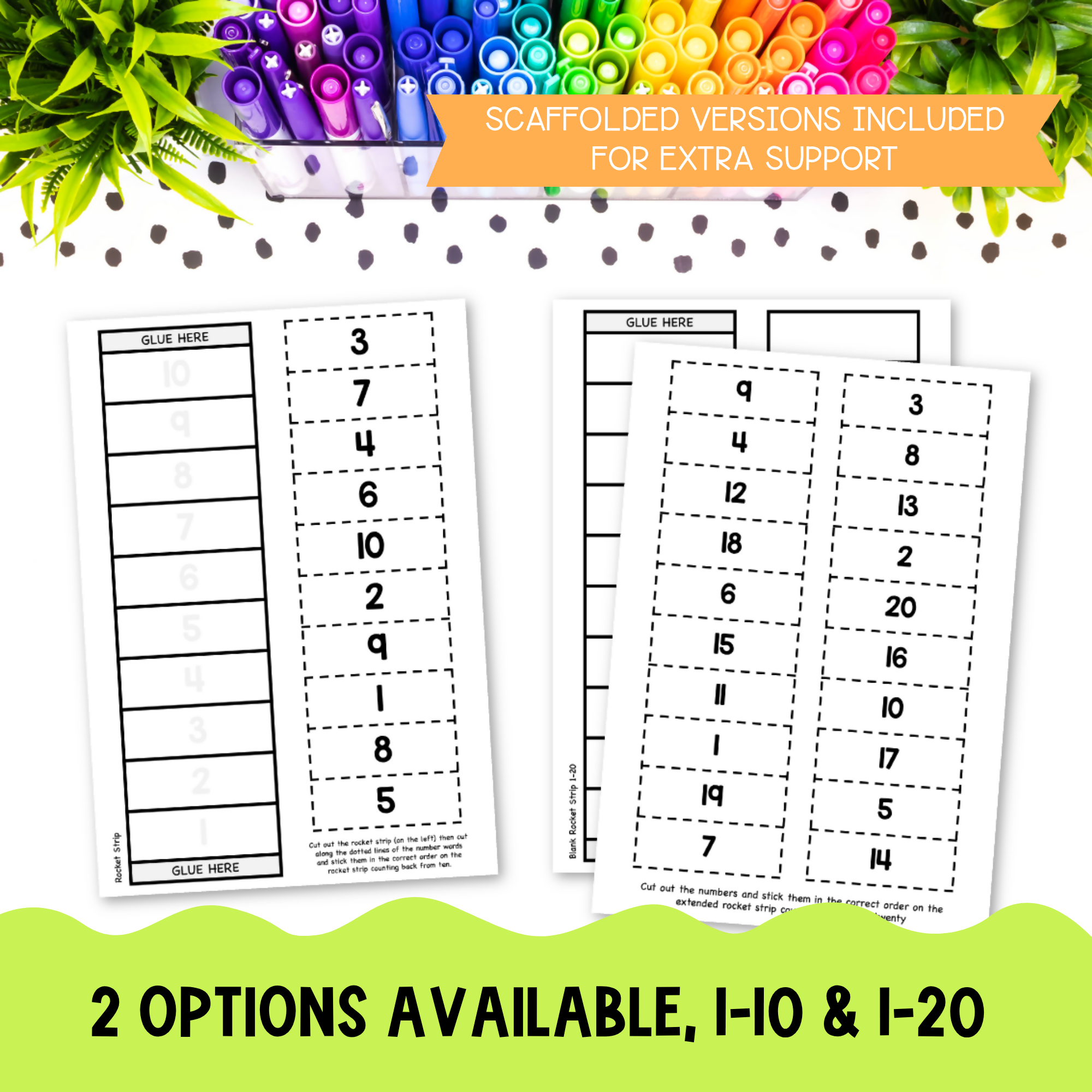 Reverse Rocket Counting Backwards from 20 Cut & Paste Activity