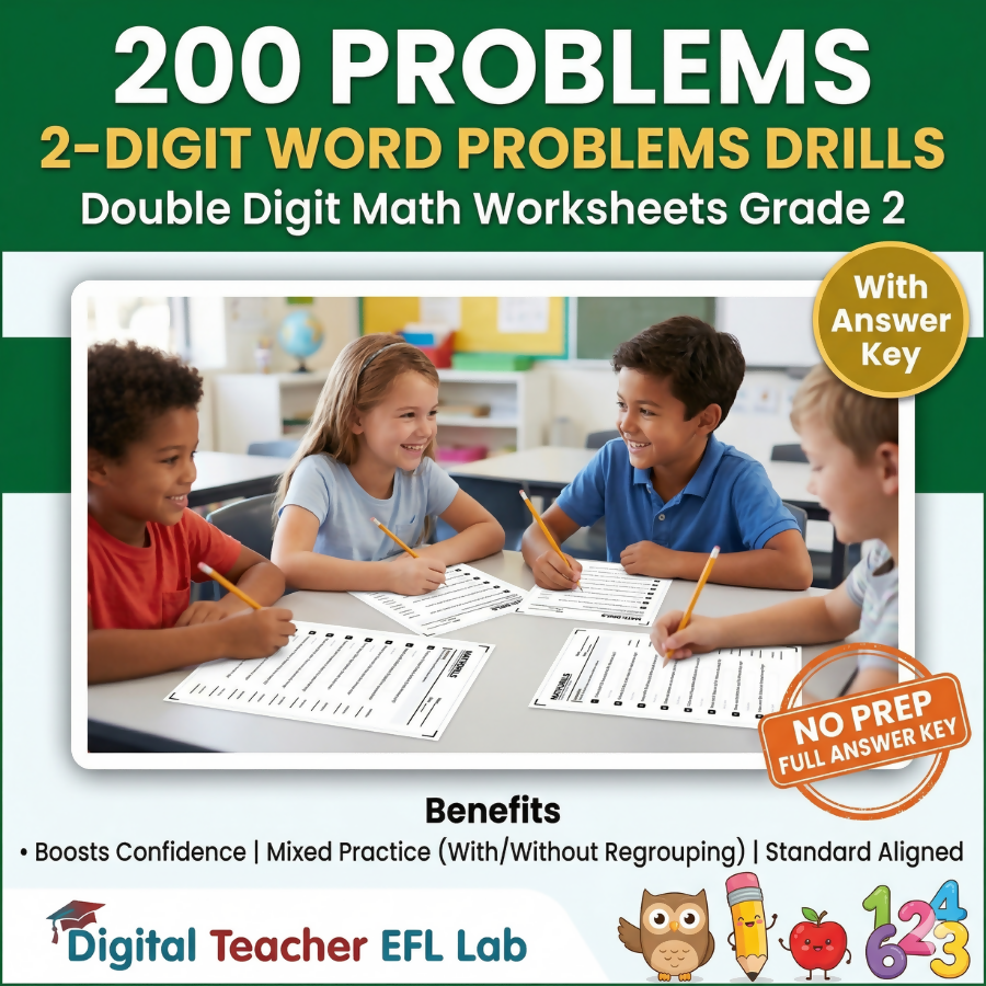 200 Problems 2-Digit Math Word Problems | Addition & Subtraction Story Problems