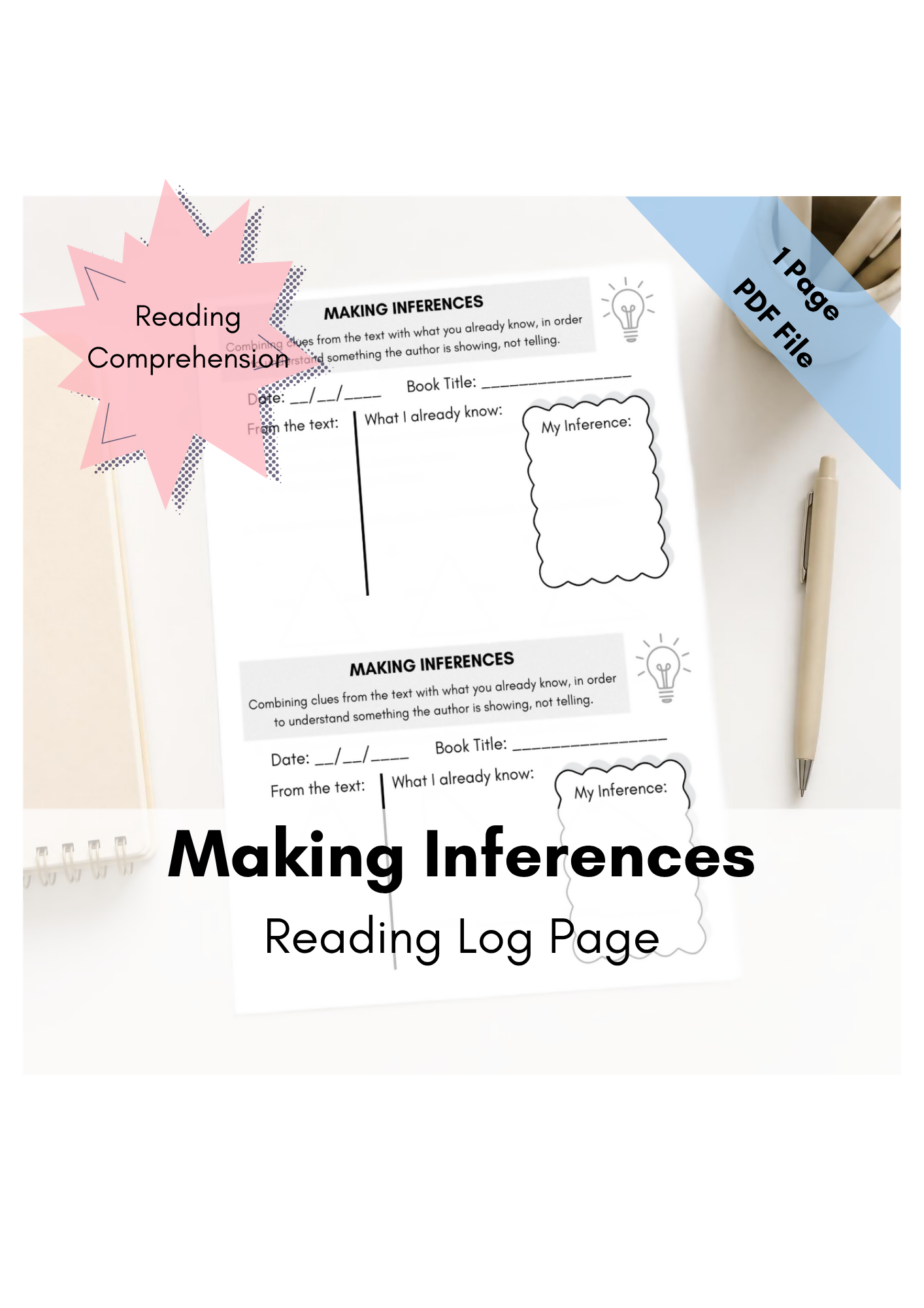 Making Inferences Reading Log (1 Page)