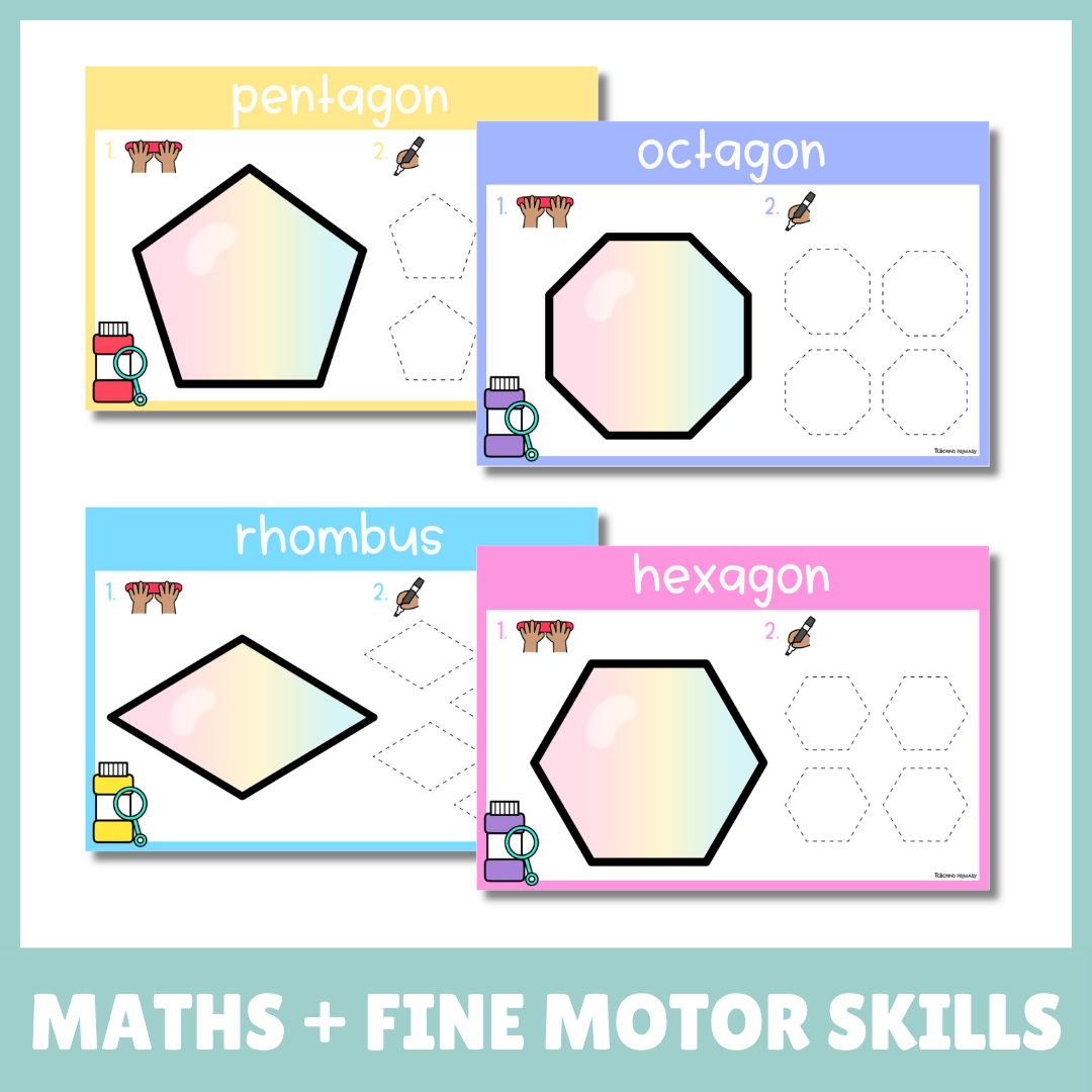 2D Shape Playdough & Tracing Mats | Foundation Maths Centres | Fine Motor