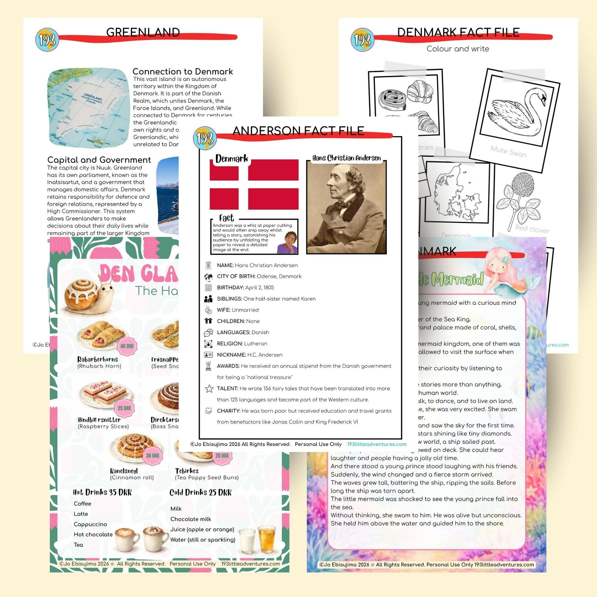 pages from Denmark geography and culture pack