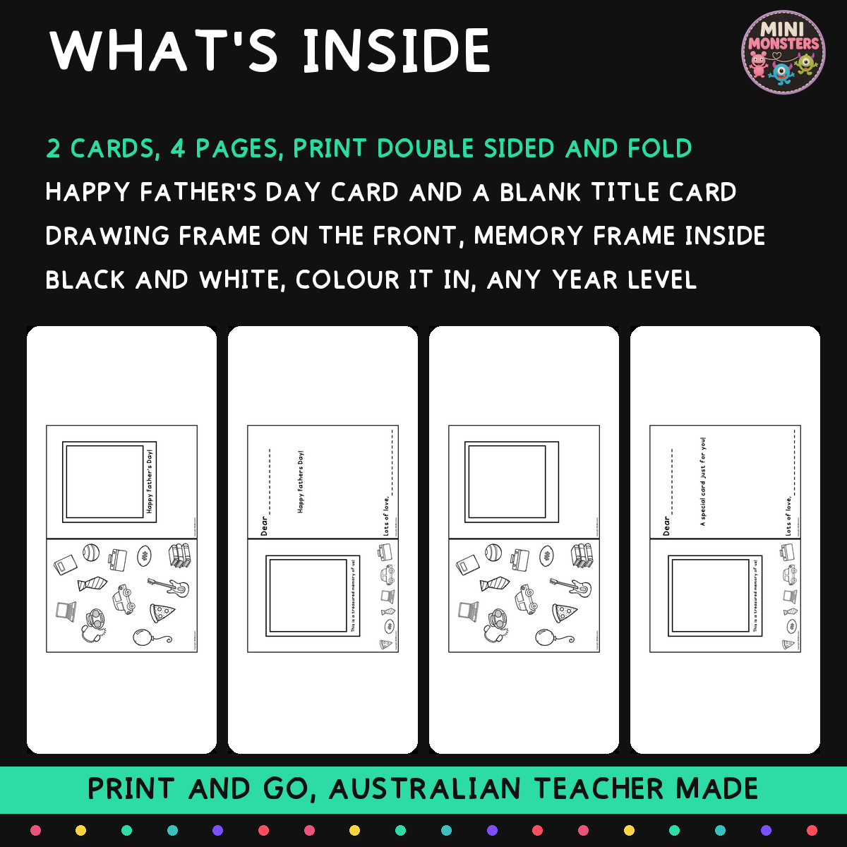 Father's Day Card Templates | Printable, Fold in Half Cards | Draw, Write & Colour